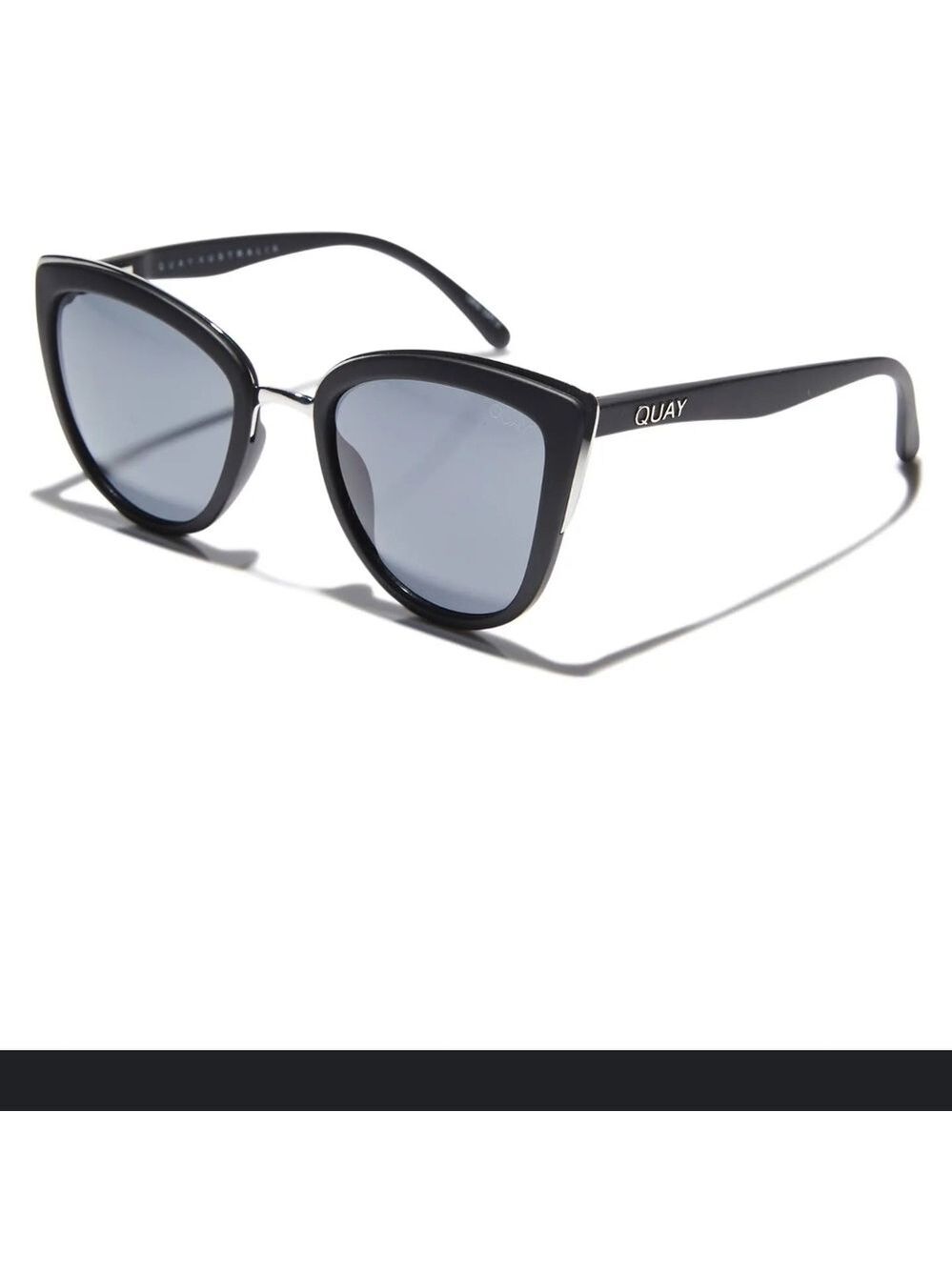 Quay Australia Women's Cat Eye 55 Mm Sunglasses Black And Silver